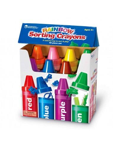 Rainbow sorting crayons