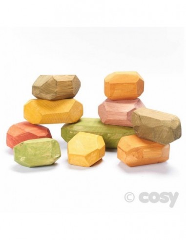 Rocas de madera de colores
